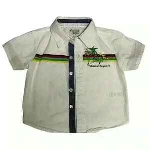Original Penguin Boys Button-Down Short Sleeve Shirt White Size 18M